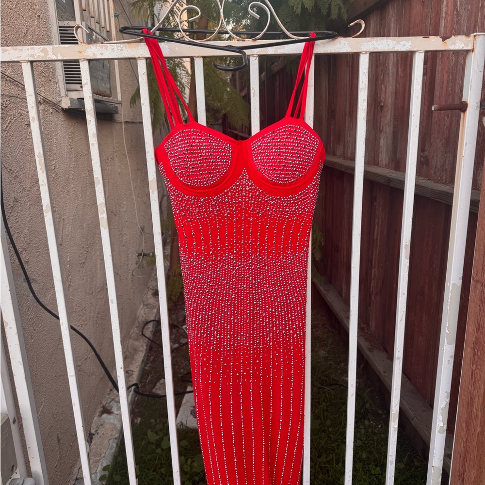 Elegant Red Beaded Dress